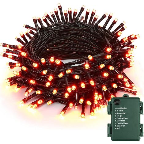Guirlande Halloween Orange 10M 100 LED – Lumière Automne Extérieur Piles, Imperméable 8 Modes, Décoration Jardin Mariage Terrasse Fête Intérieur Thanksgiving Noël