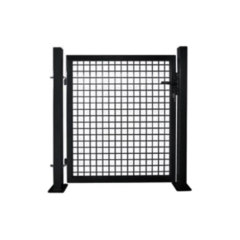 Cloture & Jardin – Portillon grillagé noir 1,50m – Ouverture poussant droit et tirant gauche – Grillage maille 50x50mm – Gonds en inox et serrure européenne (1/5)