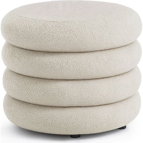 Tabouret en tissu teddy avec rangement 55 cm MOLLIS Blanc Brumeux (1/5)