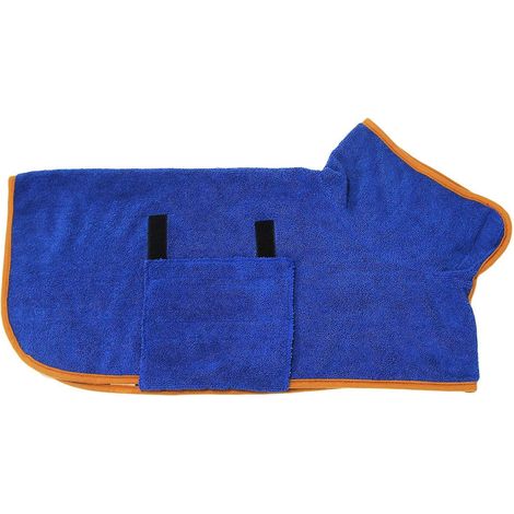 Schnelltrocknender, extrem saugfähiger Hundebademantel/Handtuch mit verstellbarem Kragen und Taillenbund – XL (1/5)