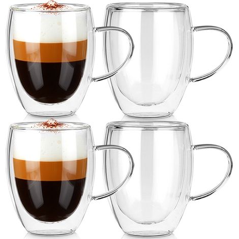 Doppelwandige Thermogläser für Kaffee und Tee, 320 ml, 4 Stück. (1/5)