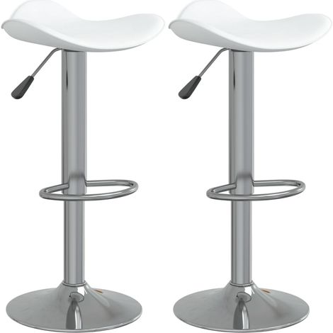 Barhocker 2 Stk. Weiß Verchromter Stahl und Kunstleder vidaXL