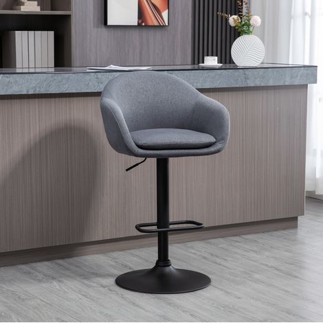 MEUBLIV Sgabello da bar 54 x 54 x 112 cm grigio – girevole, regolabile con schienale (1/5)