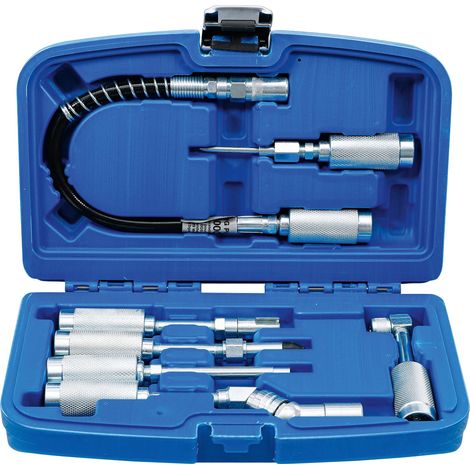 Bgs Technic – Adaptateur et jeu d'accessoires pour pompes à graisse 7 pièces – Embout lubrifiant à 90° – Rallonge de tuyau 300 mm – Adaptateur à 90° et 360° (1/5)