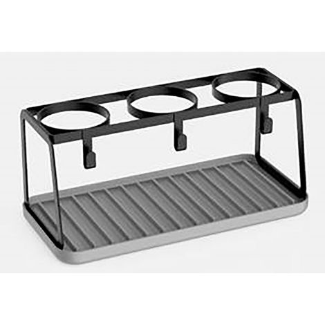 Egouttoir à gourdes en Acier Inoxydable Noir - Séchoir pour 3 Bouteilles Type Soda, biberon, Gourde - Inclus Crochets pour Bouchons et Plateau Plastique (1/5)