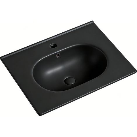 Lavabo de encastre ovalado - 60 x 46 cm - Negro mate - CLEA (1/5)