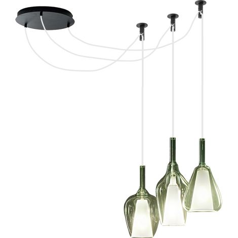 Sospensione vetro verde trasparente gea luce ofelia s e27 led lampada soffitto multiluce