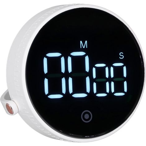 Minuteur de bureau minimaliste rond à 3 niveaux de volume réglable avec compte à rebours numérique et affichage ultra clair pour cuisine sportive (1/5)