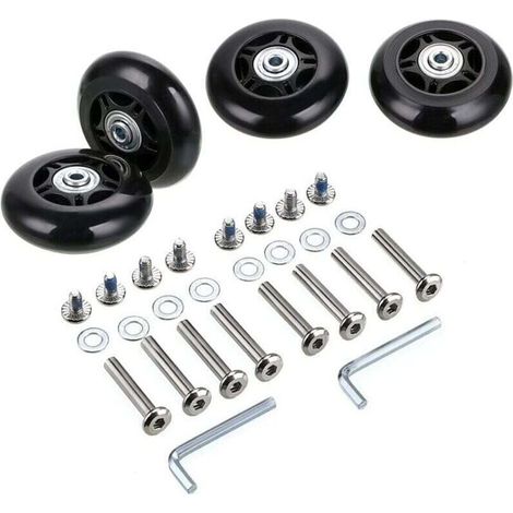 4 roues de rechange pour valise, roulements de valise pour réparation, 7024mm, noir.