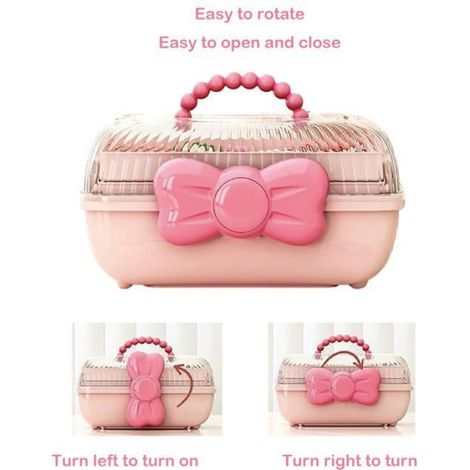 Boîte Rangement Accessoires Cheveux Rose - 1 pièce, rose, 20x10cm - boite bijoux fille elastique barrette pince organisateu Lumiryn (1/5)