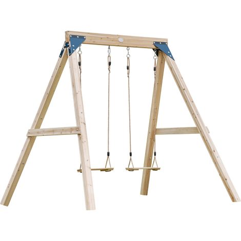Axi Yuna Balançoire Double En Bois Marron  - Bois Fsc - Balançoire Autoportante Avec 2 Sièges De Balançoire En Bois - Portique Pour Enfants - Garantie 10 Ans