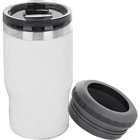 Porte-canette isotherme de 414 ml (14 oz) en acier inoxydable 304, blanc, pour boissons en extérieur ou en voiture. (1/5)