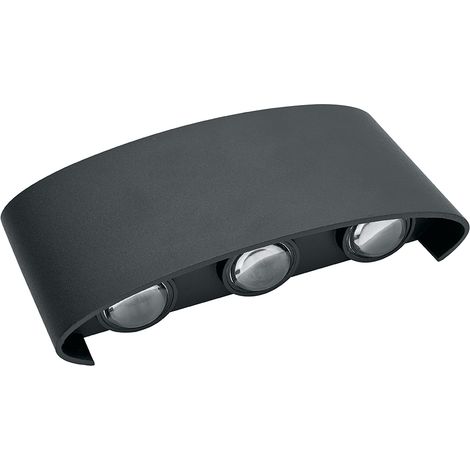 Applique doppia emissione di luce 6 led 16 watt UP & DOWN lampada da muro nero per esterno casa terrazzo giardino IP65 4000K (1/5)