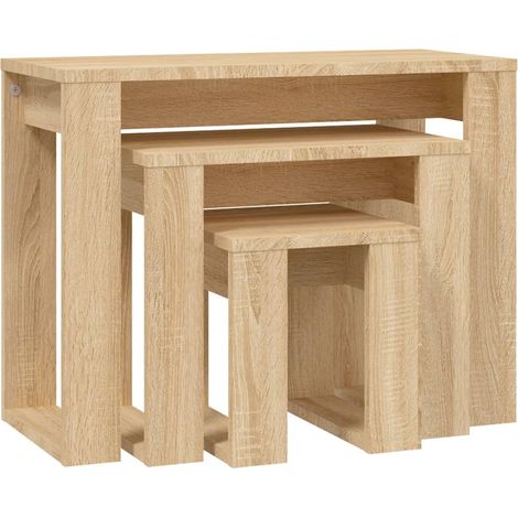 Maison Exclusive - Mesas apilables 3 pzas madera contrachapada co