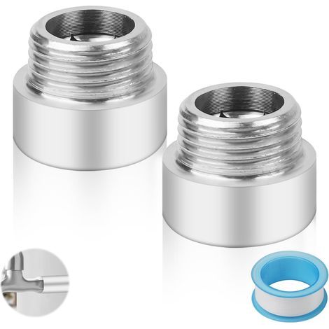 Set mit 2 Edelstahl-Wasserhahnverlängerungen G1/2, 15 mm Gewindeanschluss für Badezimmer (1/5)