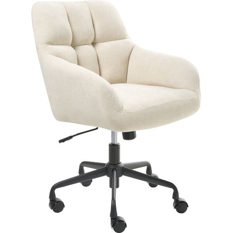 Silla de oficina de terciopelo poliéster estructura metálica negra función giratoria ajustable muebles de oficina beige claro Palmdale (1/5)