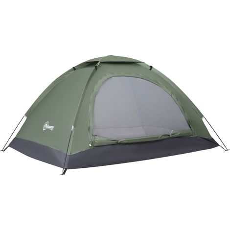 Tente igloo de camping avec fermeture éclair, moustiquaire et fenêtres en filet, 206x152x110 cm, couleur verte