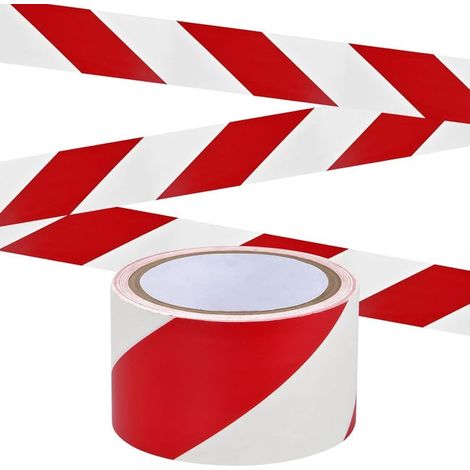 Ruban de balisage sécurité - 5,5 cm x 16 m le rouleau - adhésif pour sol, marquage au sol, signalisation - bandes rouges et blanches (1/5)