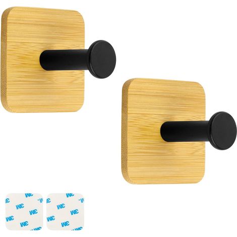 2 Pièces 35 mm Patere Murale Bois, Givré Crochets Muraux en Bois, Porte Manteau Mural Bois sans Perçage, une Combinaison D'éléments Industriels et Naturels (1/5)