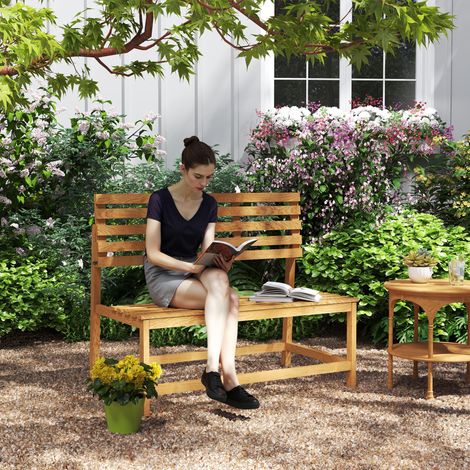 Banc de jardin 2 places en bois - teck - mobilier de jardin résistant aux UV avec dossiers convertibles 110x61x89cm - Pratique