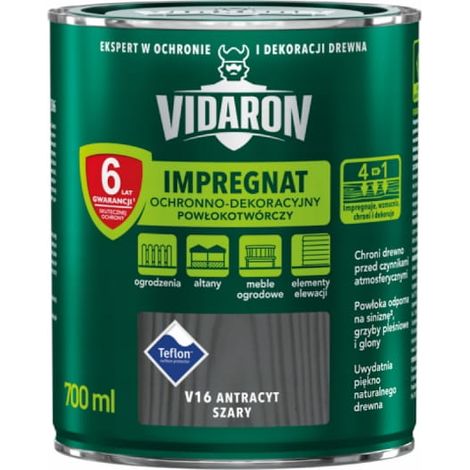 VIDARON SCHUTZ- UND DEKORATIVE IMPRÄGNIERUNGSBESCHICHTUNG ANTHRAZITGRAU V16 0,7L