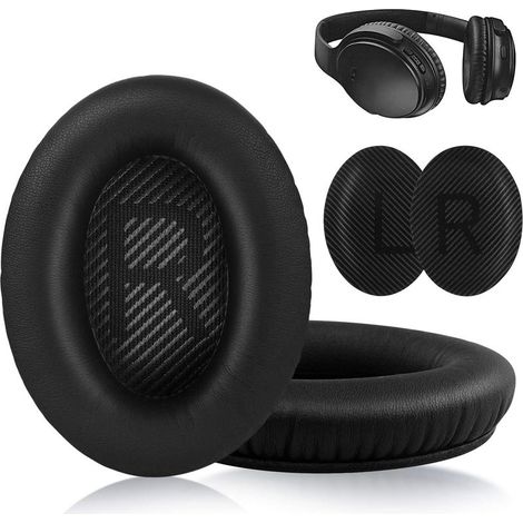 Coussinets d'oreille pour casque Bose QuietComfort – Réduction sonore – PVC noir imperméable – Confort optimal et ajustement parfait (1/5)