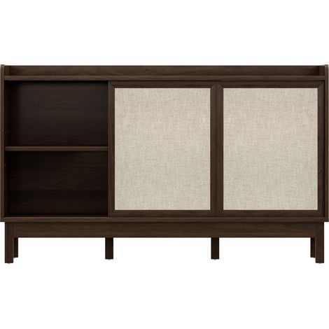 Credenza con ante scorrevoli e 2 cassetti 150 x 39,5 x 80 cm naturale (1/5)