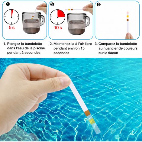 Bandelettes de test d'eau multifonctions 3 en 1 pour piscine et spa analyse pH chlore alcalinité 50 pièces 180 g – Livraison gratuite (1/5)