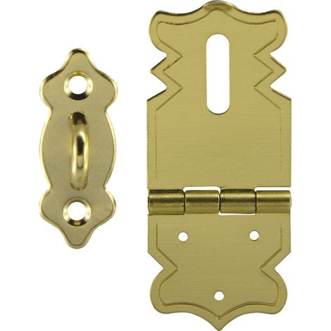 Schmale Kassettenverschluss, Kistenverschluss, Stahl vermessingt, zum Nageln, 47X20mm