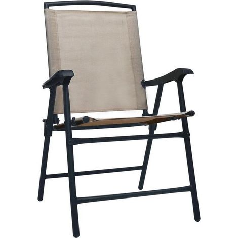 Chaise de jardin textilène taupe et métal noir Ariz - Lot de 2 (1/3)