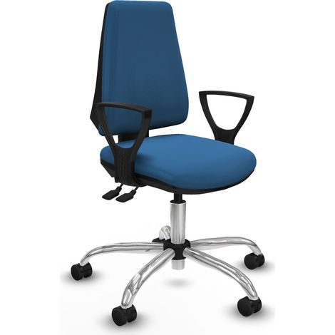 Elche AS similpiel azul claro brazos fijos base cromada ruedas nailon 65mm