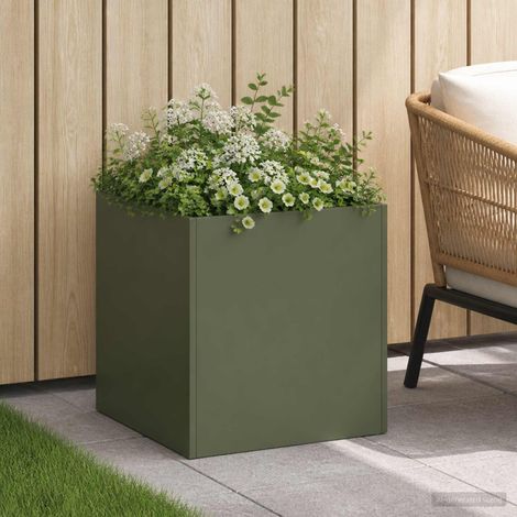 vidaXL Macetero de Jardín Verde oliva 20 x 20 x 20 cm (1/5)
