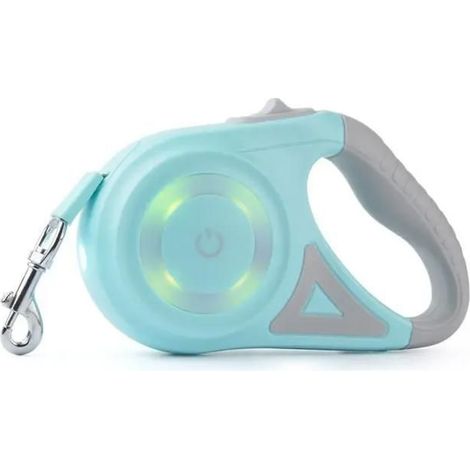 HOXILEELEOLaisse Rétractable Automatique pour Chien - 5m, Éclairage LED & Multi-Couleurs, Jusqu'à 30kg - Vert et gris (1/5)
