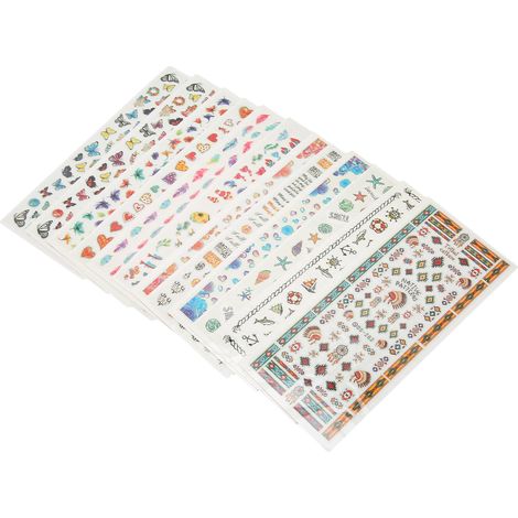 12 autocollants écologiques pour ongles, décoration DIY pieds, motifs variés (1/5)