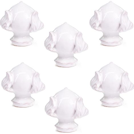 Lupia - Set 6 pezzi PUMO Salentino in Ceramica BIANCO, Chiuso Altezza 6 cm, artigianali Unici in ogni pezzo, Segnaposto per eventi, feste, cerimonie e matrimonio, Soprammobile Bomboniera (1/4)