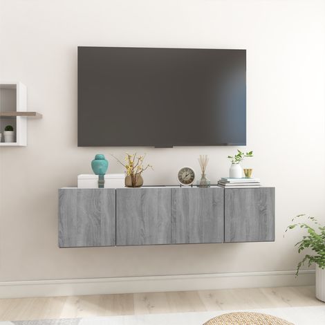 Meuble TV-Banc TV-Meuble Télé suspendu Gris Sonoma 2 pcs 60x30x30 cm Bois d'ingénierie 183572 (1/5)