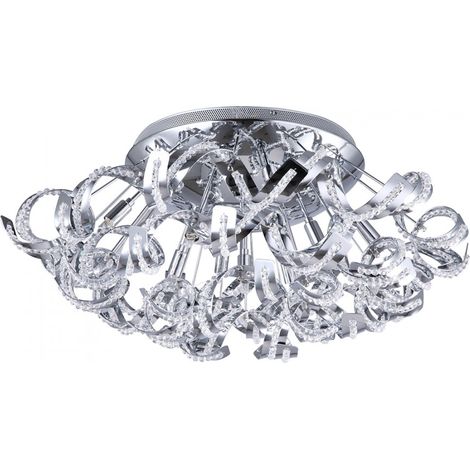 Litecraft Twirl Ceiling Light Crystal Effect Semi Flush Mount - Polished Chrome (1/3)