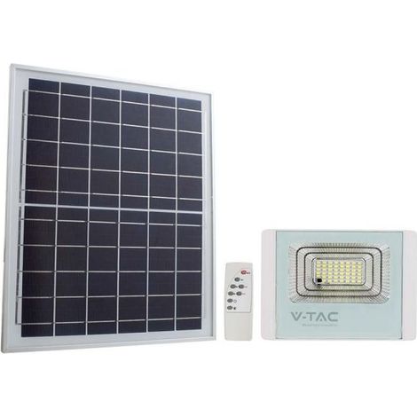 V-TAC 12W LED-Scheinwerfer mit Solarpanel und Fernbedienung, austauschbarer Akku 6400K weiß - 10405 (1/4)