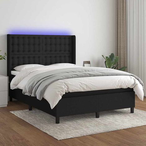 vidaXL Lit à ressort LED avec tête de lit 140 x 190 cm tissu (1/5)