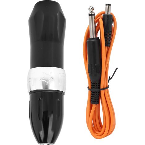 Machine à tatouer en alliage d'aluminium électroplaqué avec interface CC, stylo long et moteur inclus, WS0265-04 argent noir (1/5)