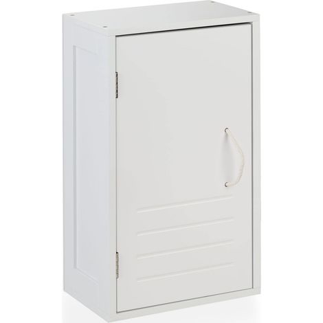 Armoire de Salle de Bain, étagère réglable, Fermeture magnétique, HxLxP: 50x30x18,5 cm, Placard étroit, Blanc (1/5)