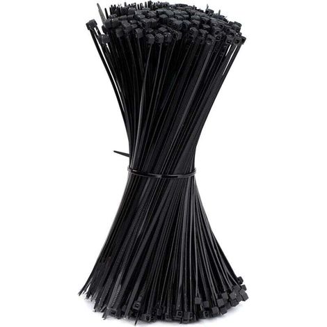 Serre-cables électriques 200 x 2.5 mm Attaches de Cable en Plastique Nylon Autobloquantes Noir 500 Pièces (1/4)