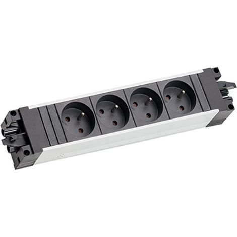 Bachmann STEP ALU Mehrfachsteckdose Aluminium Schwarz 4 Steckdosen