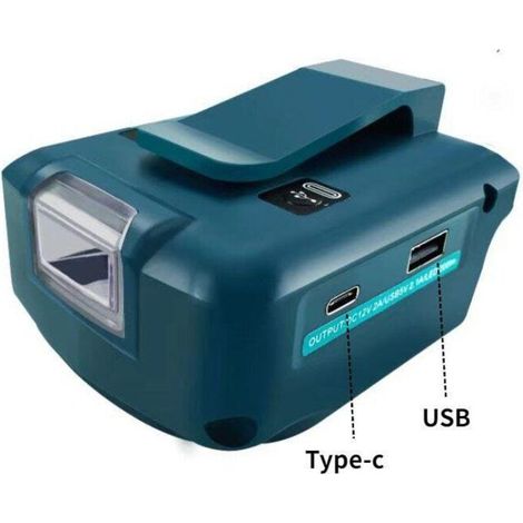 For Makita Models with Type-C, Inverter Power Supply, 3 Brightness Modes Practical Battery Inverter with Camping Belt Buckle (1/5)