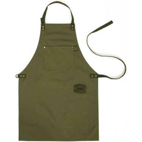 Grembiule da officina per saldatori in tela verde, tessuto con rivetti per giardino, cucina e ceramica (Hsw-053)