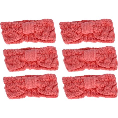 6 Bandes Microfibres Douces Élastiques Nœud Rouge Coiffure Sport Maquillage Lavage Visage (1/5)