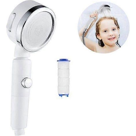 Pommeau de douche à main haute pression avec 3 modes, commande par bouton-poussoir, rotation à 360°, installation facile, matériau ABS (1/5)