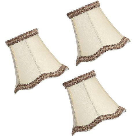 Lot de 3 abat-jour à pince E14 en tissu, style moderne, dorés, pour bougies et lustres d'intérieur. Idéal pour la maison, le hall ou l'hôtel. (1/5)