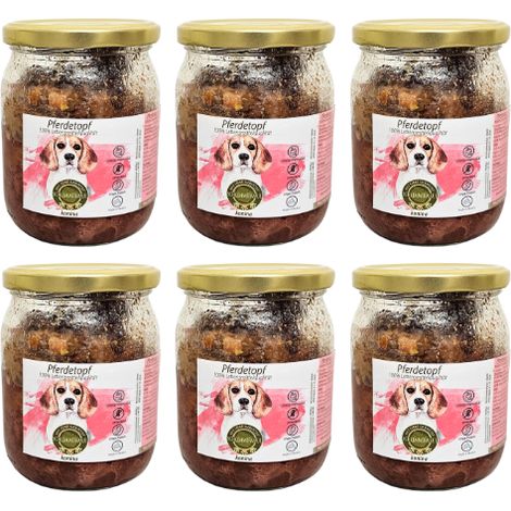 6 raciones de carne de caballo con zanahorias 400 g  comida cocinada para perros  alergias alimentarias  bajo en grasas  Schlemmermaul