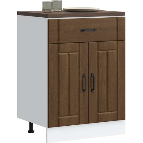 Küchen-Unterschrank Lucca Braun Eichen-Optik Holzwerkstoff
